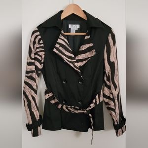 D & Y Brown Zebra Small Belted Collar Jacket